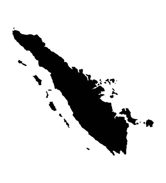 Σουμάτρα Νησί Χάρτη Σιλουέτα Ινδονησία Περιοχή Έδαφος Μαύρο Σχήμα Εικονογράφηση — Διανυσματικό Αρχείο