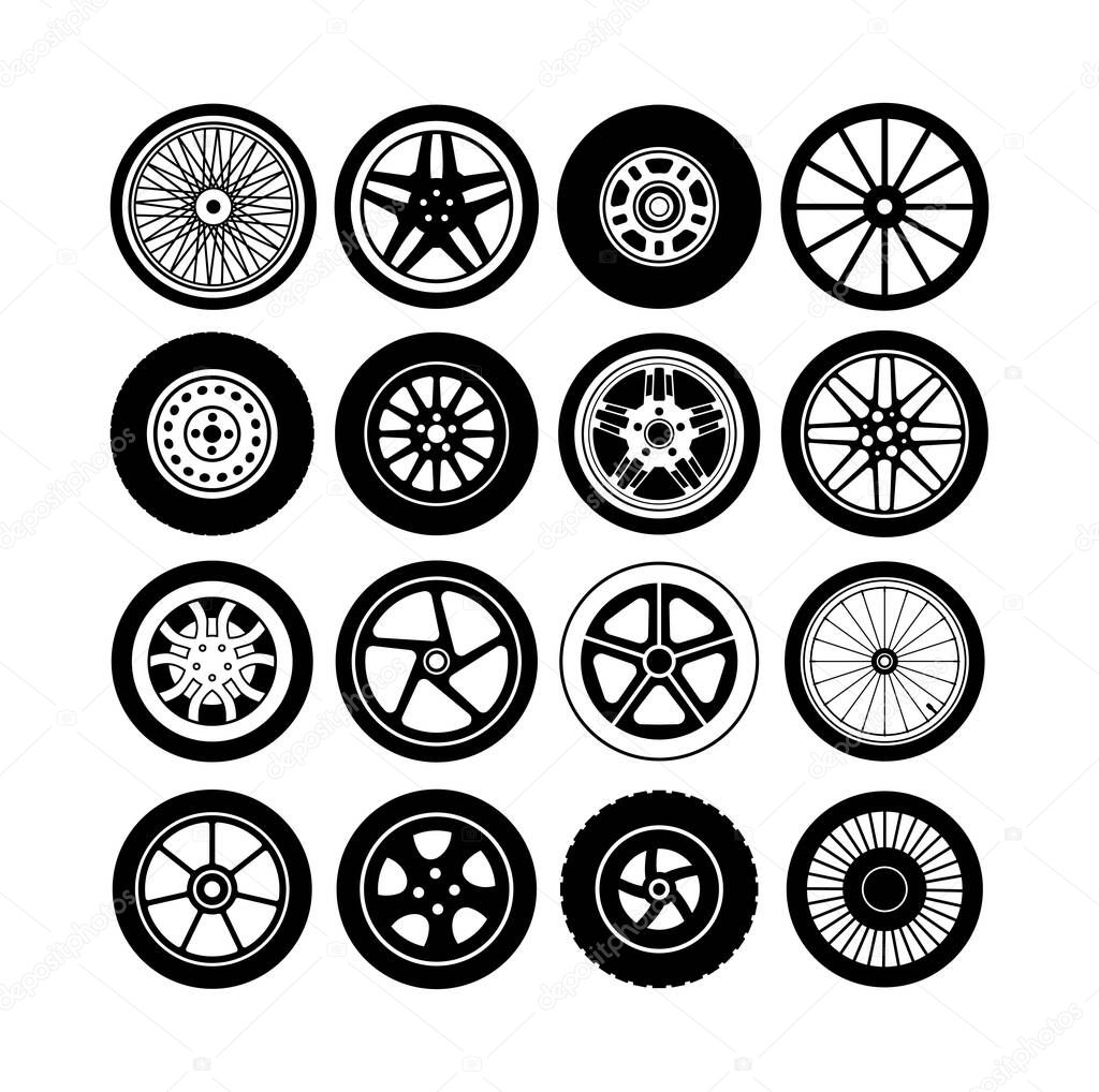 Wheel tire symbol illustration good use for symbol, sign logo, icon, or any design you want.