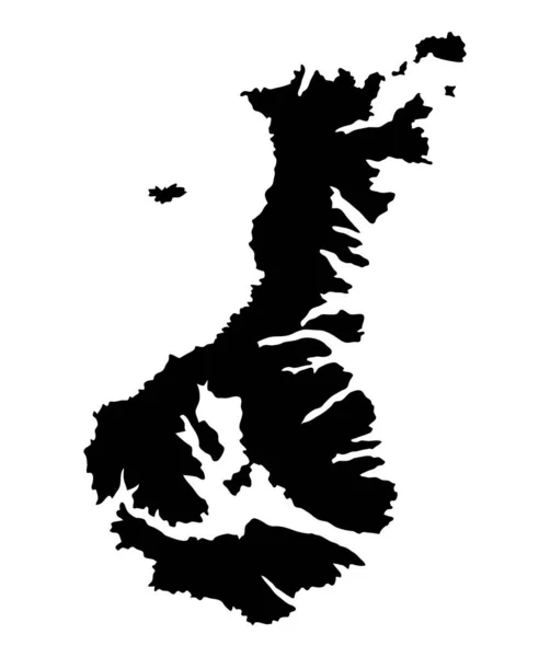 奥克兰岛地图轮廓区域 黑色形状的图解 用于标志 吉祥物或任何你想要的设计 — 图库矢量图片