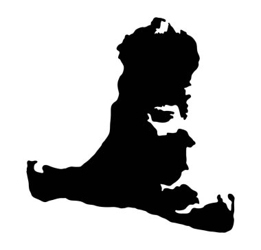Hayling Adası haritası siluet bölgesi, bölge, siyah şekil çizimi. İşaret, sembol, simge, logo, maskot veya istediğiniz herhangi bir tasarım için iyi bir kullanım.