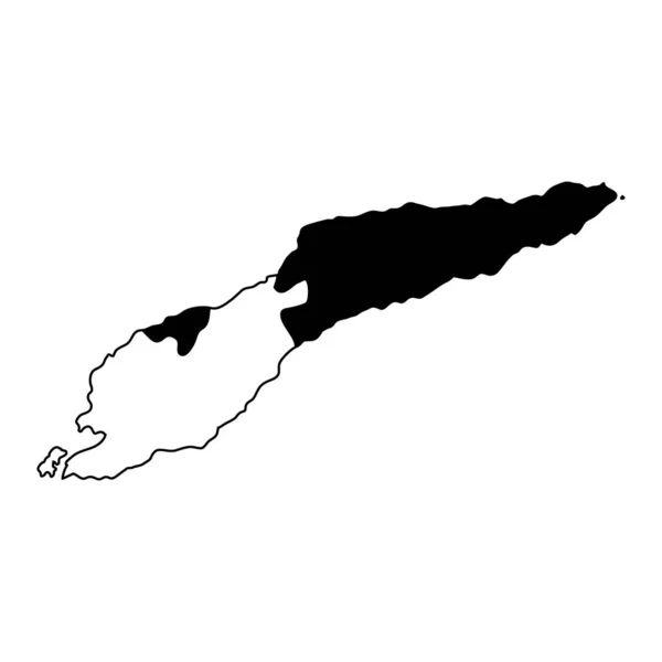 Timor Est Isola Mappa Regione Silhouette Territorio Figura Nera Stile — Vettoriale Stock