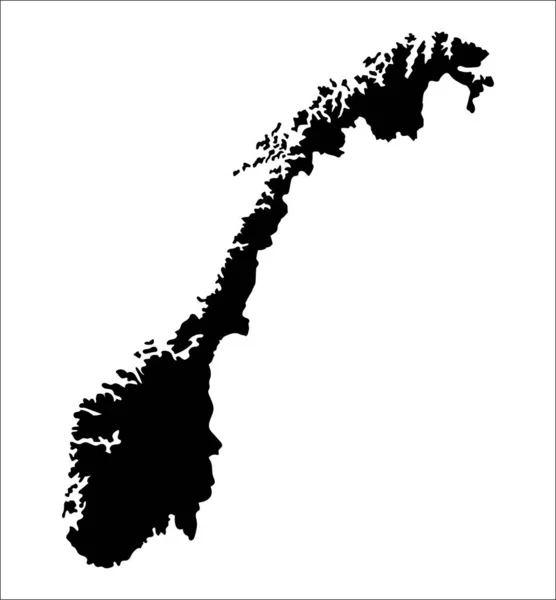 Noruega Ilha Mapa Silhueta Região Território Forma Preta Ilustração Estilo —  Vetores de Stock