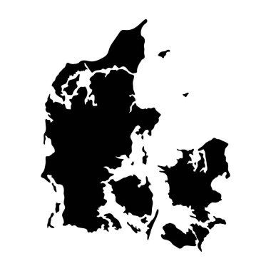 Danimarka ada haritası silueti bölgesi, bölge, siyah şekil çizimi. İşaret, sembol, simge, logo, maskot veya istediğiniz herhangi bir tasarım için iyi bir kullanım.
