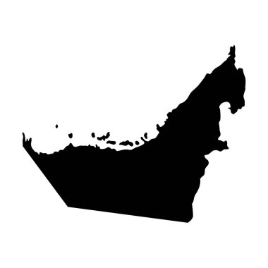 Birleşik Arap Emirlikleri ada haritası siluet bölgesi, bölge, siyah şekil çizimi. İşaret, sembol, simge, logo, maskot veya istediğiniz herhangi bir tasarım için iyi bir kullanım.