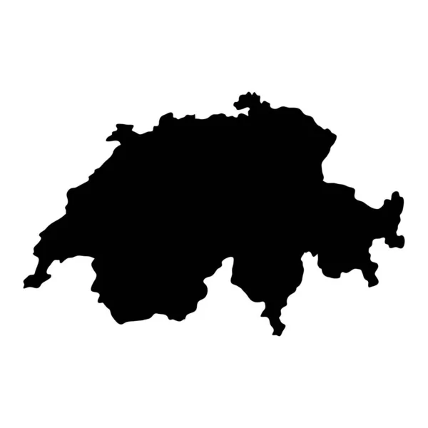 Ελβετία Νησί Χάρτη Περιοχή Σιλουέτα Έδαφος Μαύρο Σχήμα Εικονογράφηση Στυλ — Διανυσματικό Αρχείο