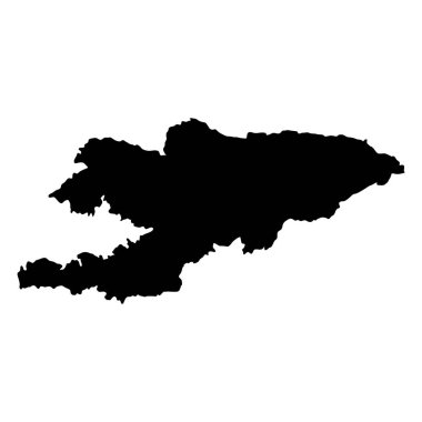 Kırgızistan ada haritası siluet bölgesi, bölge, siyah şekil çizimi. İşaret, sembol, simge, logo, maskot veya istediğiniz herhangi bir tasarım için iyi bir kullanım.