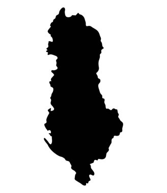 Arnavutluk ada haritası siluet bölgesi, toprak, siyah şekil çizimi. İşaret, sembol, simge, logo, maskot veya istediğiniz herhangi bir tasarım için iyi bir kullanım.
