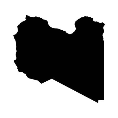 Libya ada haritası siluet bölgesi, bölge, siyah şekil çizimi. İşaret, sembol, simge, logo, maskot veya istediğiniz herhangi bir tasarım için iyi bir kullanım.