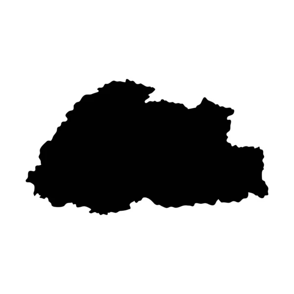 Bhután Sziget Térkép Sziluett Régió Terület Fekete Alakú Stílusú Illusztráció — Stock Vector