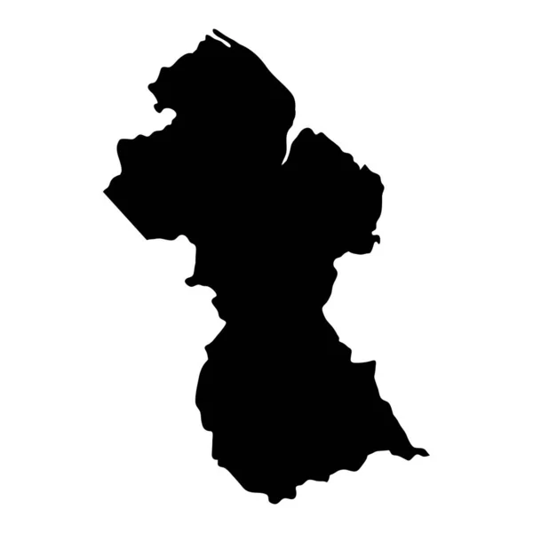 Guyana Isla Mapa Silueta Región Territorio Negro Forma Estilo Ilustración — Vector de stock