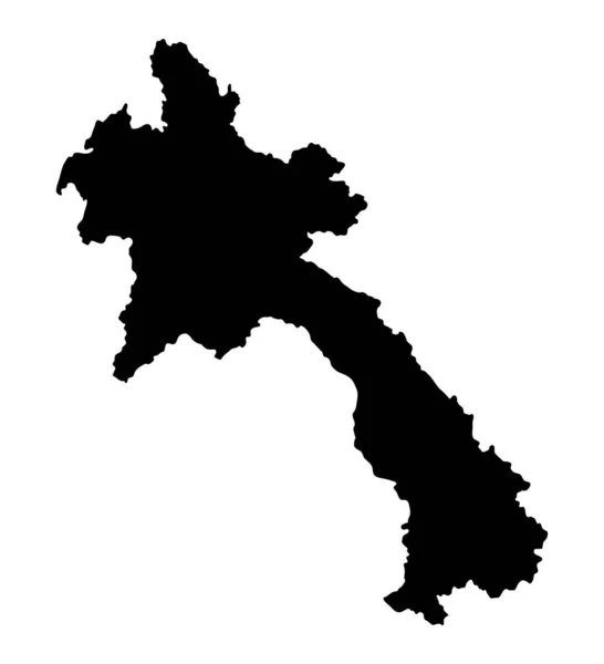 Laos Ostrov Mapa Silueta Region Území Černý Tvar Styl Ilustrace — Stockový vektor