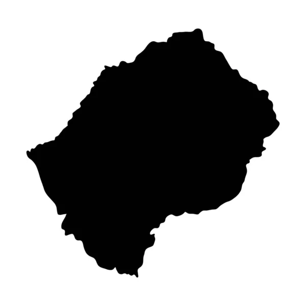 Lesotho Insel Karte Silhouette Region Gebiet Schwarze Form Stil Illustration — Stockvektor