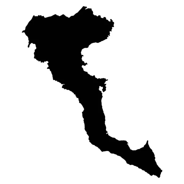 Κέρκυρα Νησί Χάρτη Περιοχή Σιλουέτα Έδαφος Μαύρο Σχήμα Εικονογράφηση Στυλ — Διανυσματικό Αρχείο