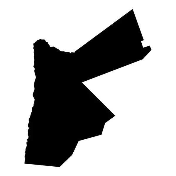 Jordanien Insel Karte Silhouette Region Gebiet Schwarze Form Stil Illustration — Stockvektor