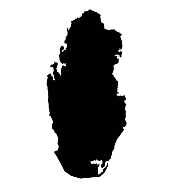 Katar Wyspa Mapa Sylwetka Region Terytorium Czarny Kształt Styl Ilustracja — Wektor stockowy