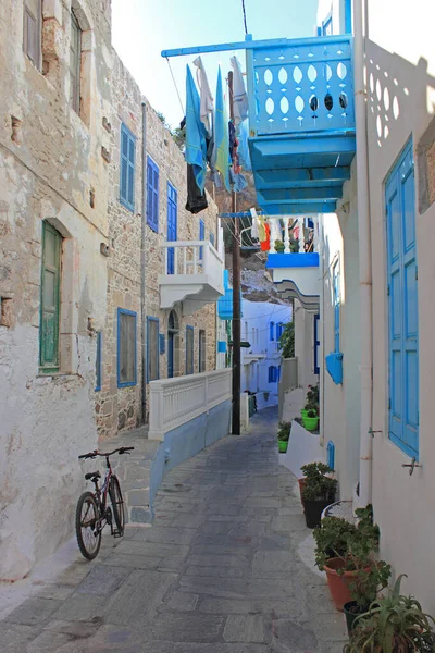 Een Smalle Straat Mandraki Dorp Het Griekse Eiland Nisyros — Stockfoto