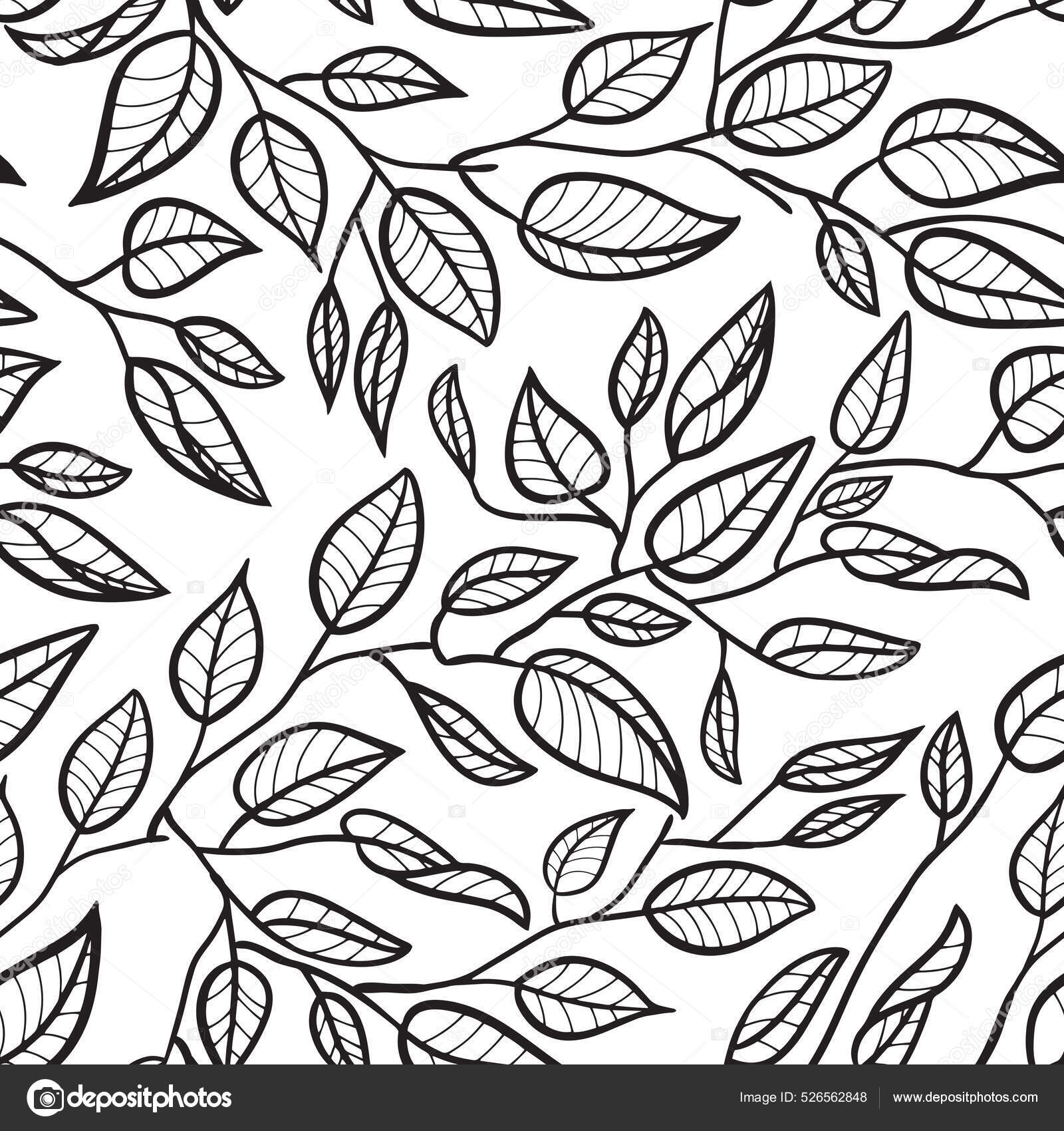 Belo Design Padrão Superfície Sem Costura Folhas Arte Linha Simples  Ilustração de ©zarya_kiqo #526562848, image size:1600x1700