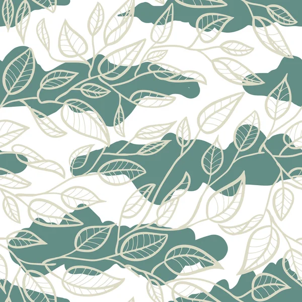 Beautiful Seamless Surface Pattern Design Simple Line Art Leaves Elegant — Stock Photo, Image