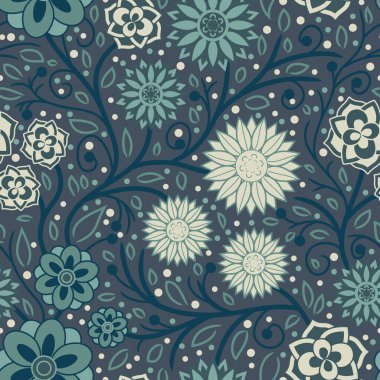 Bir dizi güzel ve basit geometrik çiçek, tam renkli. Ana elementler olarak çiçekli şeyleri kullanan pürüzsüz bir yüzey deseni tasarımı.