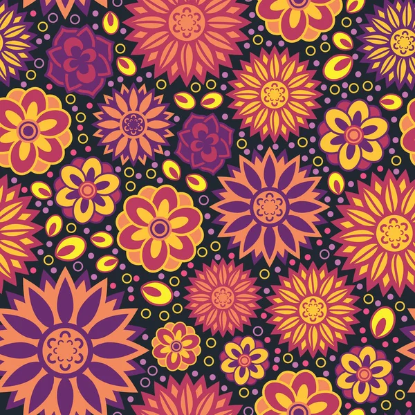 一套漂亮而简洁的几何图形花朵 色彩艳丽 以花卉为主要元素的无缝表面图案设计 — 图库照片