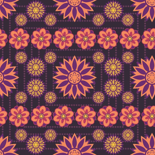 満開の美しいとシンプルな幾何学的な花のセット 花物を主要素としたシームレスな表面パターンデザイン — ストック写真