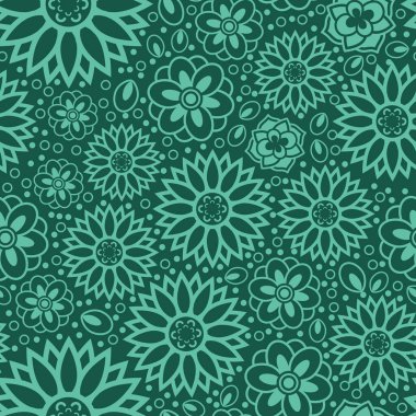 Bir dizi güzel ve basit geometrik çiçek, tam renkli. Ana elementler olarak çiçekli şeyleri kullanan pürüzsüz bir yüzey deseni tasarımı.