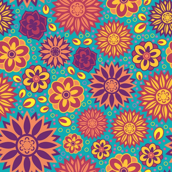 満開の美しいとシンプルな幾何学的な花のセット 花物を主要素としたシームレスなサーフェスベクトルパターンデザイン — ストックベクタ