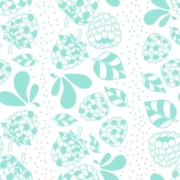 Fresh Luscious Seamless Pattern Featuring Raspberries Cute Pattern Design Filled — Stock Vector
