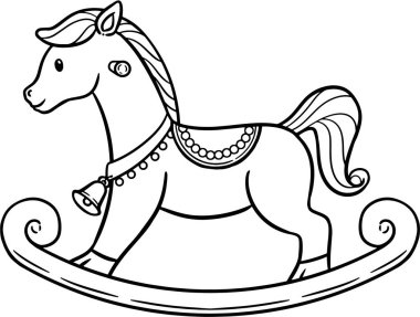 Sallanan bir atın sevimli ve sevimli dijital çizgisi çizimi. Eğlenceli bir boyama sayfası. Tüm aile için bir kitap. Rahatlatıcı bir aktivite. 