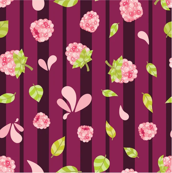 Fresh Luscious Seamless Pattern Featuring Raspberries Cute Pattern Design Filled — Stock Vector