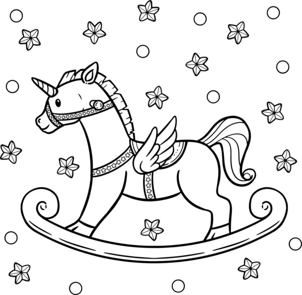 Watercolor Clipart Rocking Unicorn Toy Cute Adorable Digital Line