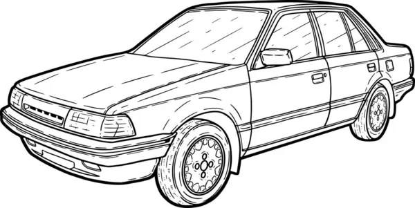 Digital Line Art Illustration Car Three Quarter View Coloring Page — Stockový vektor