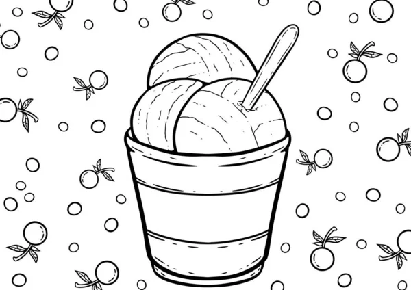 Digital Line Art Drawing Popular Sweet Dessert Cute Adorable Cartoon — Vettoriale Stock