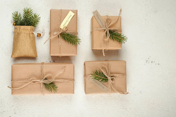 Karácsony Nulla Hulladék Környezetbarát Csomagolás Fenntartható Etikai Műanyagmentes Életmód Kiváló — Stock Fotó