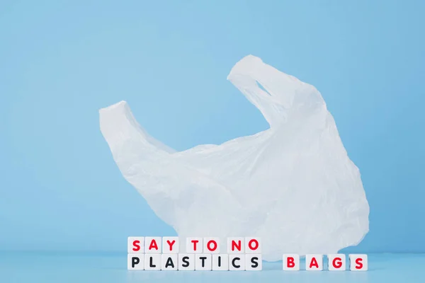 Katakanlah Tidak Ada Plastik Tas Kata Kata Dari Batu Latar — Stok Foto