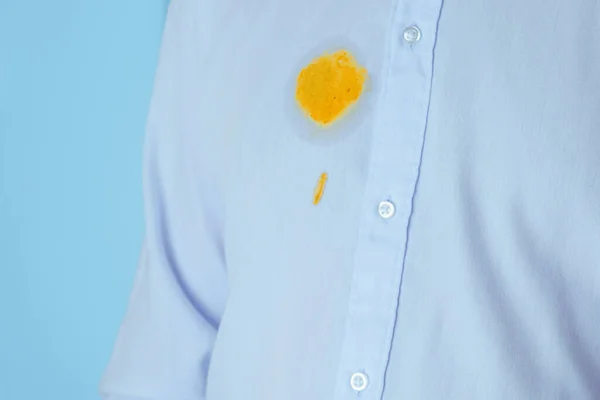 Yellow Stain Food Shirt Isolated Daily Life Stain Concept High — Stock Photo, Image