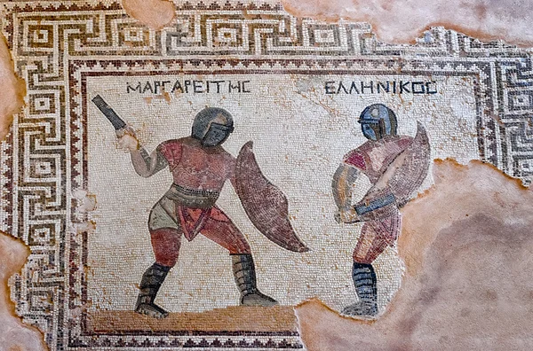 Fragment van oude mozaïek in kourion, cyprus — Stockfoto