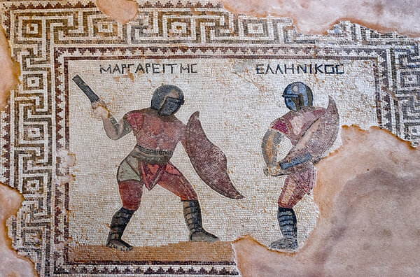 fragment of ancient mosaic in Kourion, Cyprus