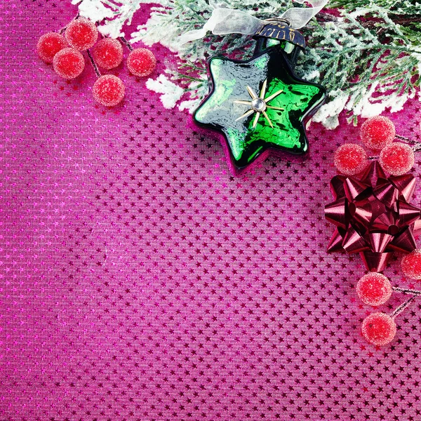 Christmas decoration with star on purple background — Stock Photo, Image