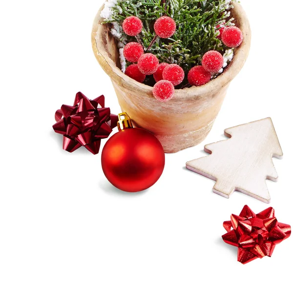 WHI izole Noel dekorasyonu (yay, baubles, eski pot)