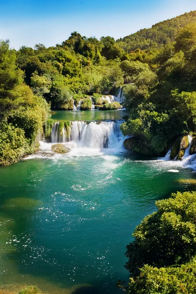 Cascate nel parco nazionale. Parco nazionale di Krka, Croazia Immagini Stock Royalty Free