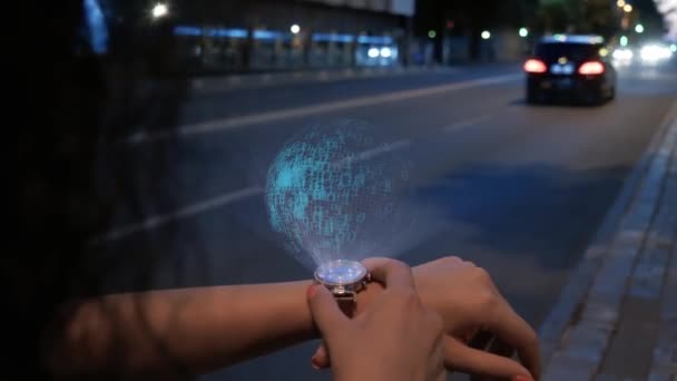 Femme avec hologramme Prix — Video