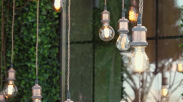 Edison Style Antique Filament Light Bulbs Hanging Ceiling Lamp Decoration — Vídeo de Stock