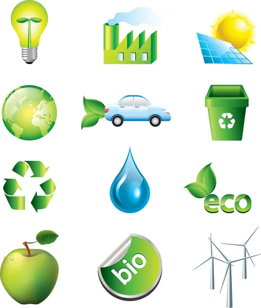 Milieu en ecologie icons set — Stockvector