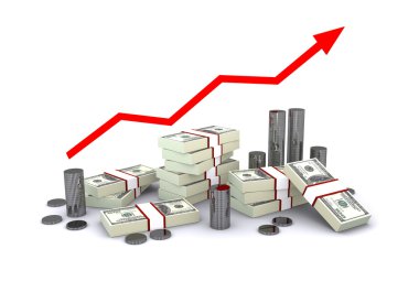 Successful business graph with arrow and growth of money clipart