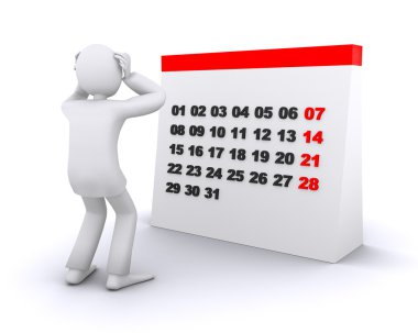Man who in a panic from time on calendar clipart