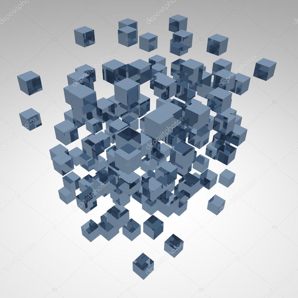 3d abstract background cubes explosion