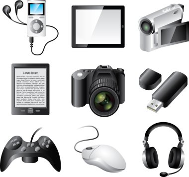 popüler elektronik aygıtların ayrıntılı seti