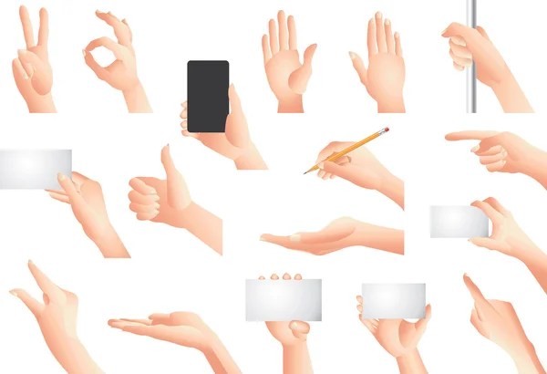 हाथ और gestures सेट — स्टॉक वेक्टर