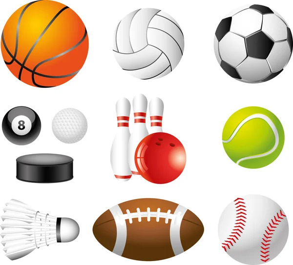 Bolas de deporte conjunto foto-realista — Vector de stock